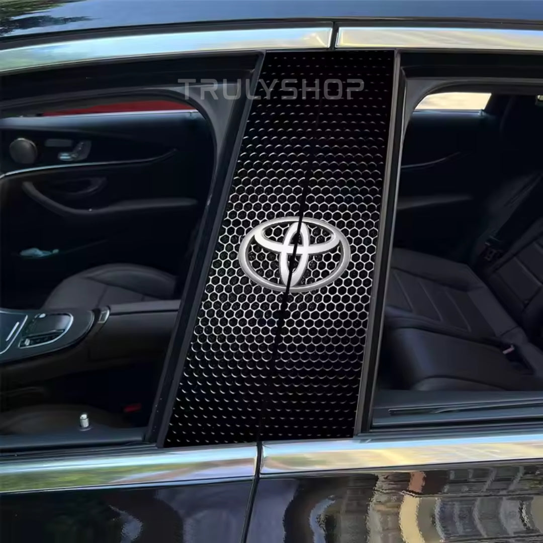 Carbon Fibre Car Center Column Protector（With Custom Car Logo）2pc | Easy Install