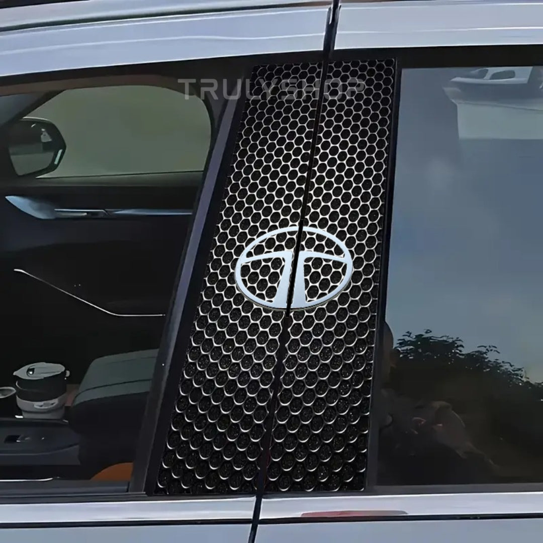 Carbon Fibre Car Center Column Protector（With Custom Car Logo）2pc | Easy Install