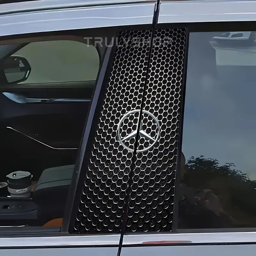 Carbon Fibre Car Center Column Protector（With Custom Car Logo）2pc | Easy Install