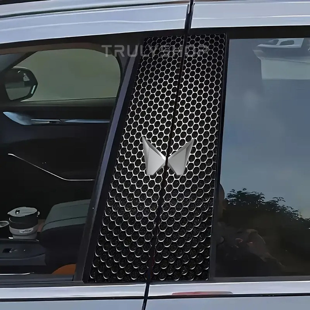 Carbon Fibre Car Center Column Protector（With Custom Car Logo）2pc | Easy Install