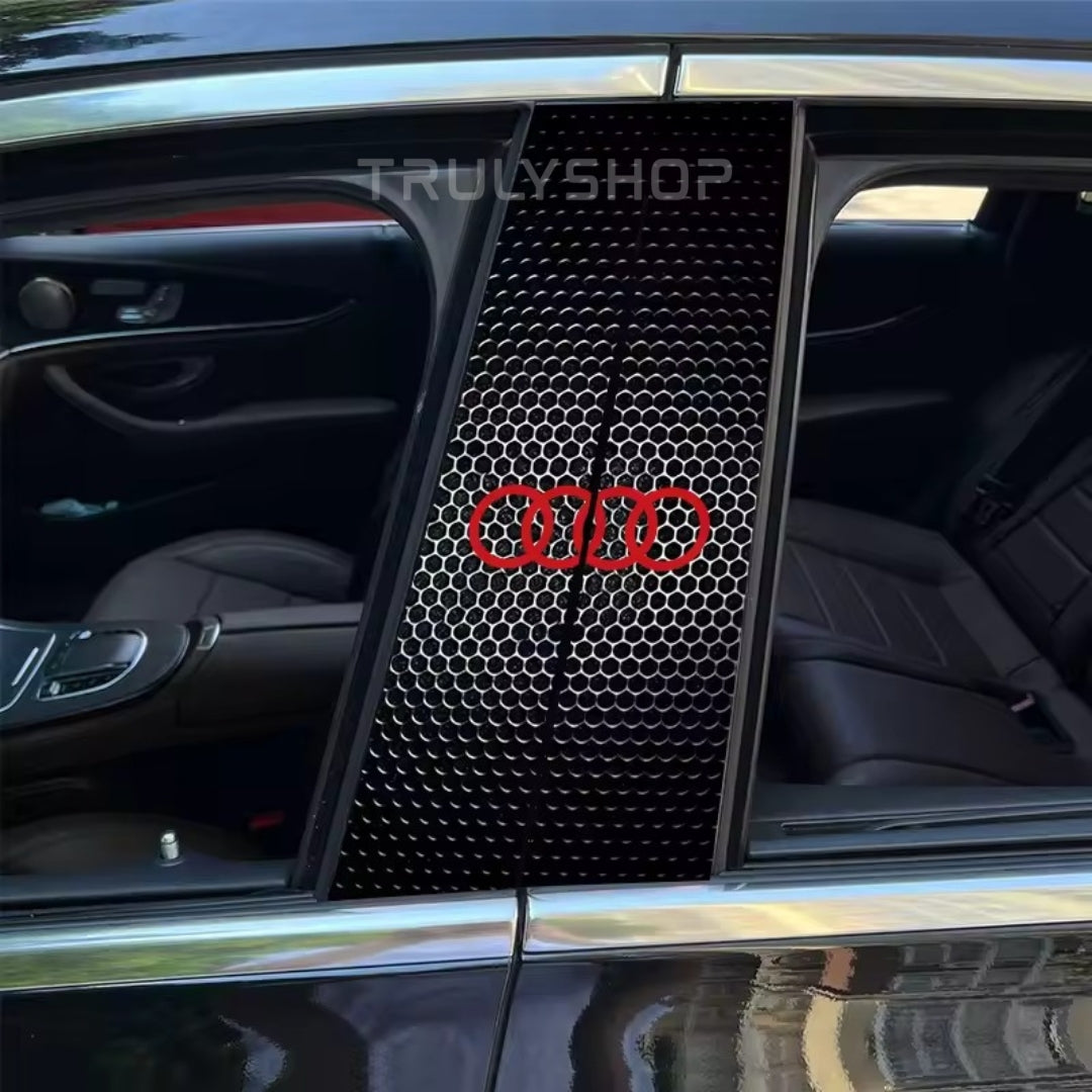 Carbon Fibre Car Center Column Protector（With Custom Car Logo）2pc | Easy Install