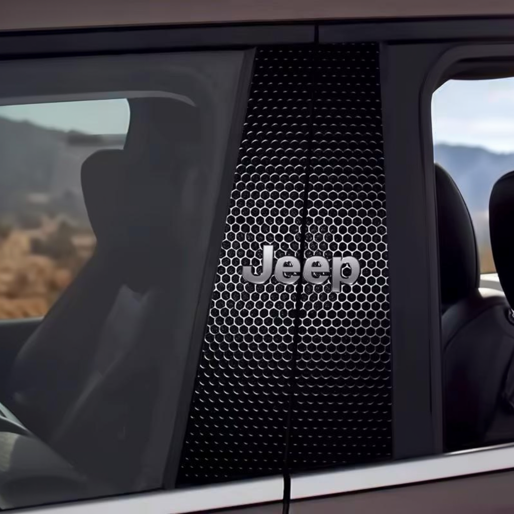 Carbon Fibre Car Center Column Protector（With Custom Car Logo）2pc | Easy Install