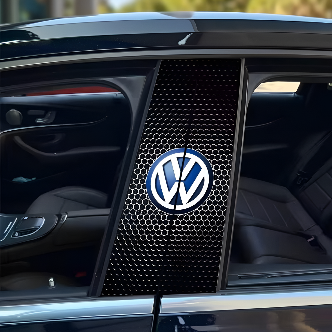 Carbon Fibre Car Center Column Protector（With Custom Car Logo）2pc | Easy Install