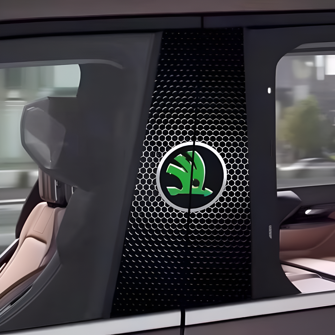 Carbon Fibre Car Center Column Protector（With Custom Car Logo）2pc | Easy Install